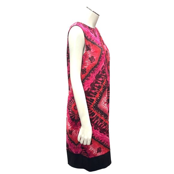 AB Studio Bold Pink Diamond Sheath Dress Size 12 Retro Style Sleeveless Geometri - Picture 5 of 13